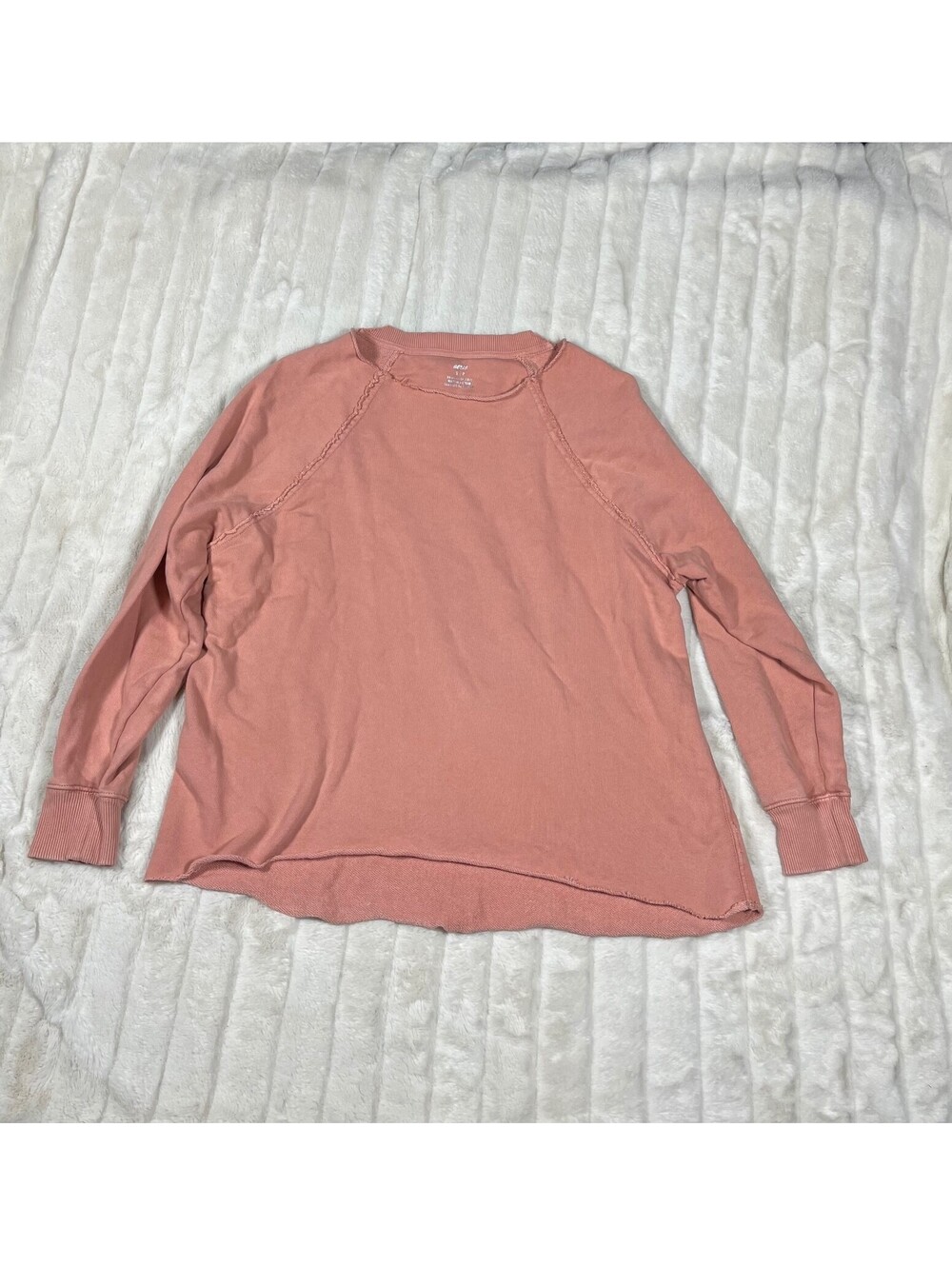 Aerie S Handcut Grunge Asymmetrical Rose Pink Casual Cotton Blend Sweatshirt